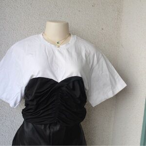 Half white half black top